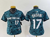 Women's Los Angeles Angels #17 Shohei Ohtani Number Teal 2023 All Star Cool Base Stitched Jersey,baseball caps,new era cap wholesale,wholesale hats